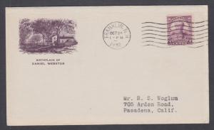 US Mel 725-1a var FDC. 1932 3c Daniel Webster, PURPLE Gorham cachet, not green