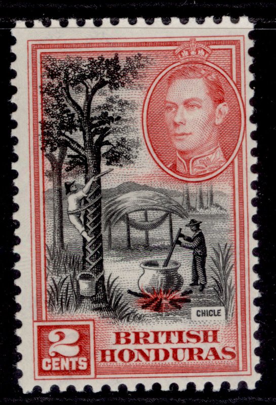 BRITISH HONDURAS GVI SG151, 2c black & scarlet, NH MINT.