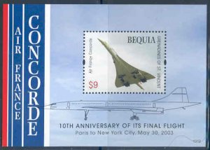 BEQUIA 2013 10th ANNIVERSARY OF THE FINAL CONCORDE FLIGHT SOUVENIR SHEET MINT NH