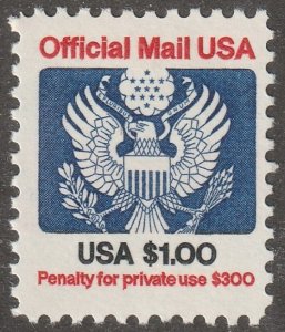 USA, Scott#0132, mint, hinged,  Official mail, eagle, $1.00, Official,