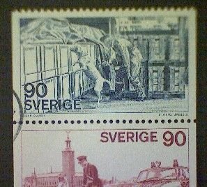 Sweden, Scott #1133a, used (o) strip of 4, 1975, Service Organizations, 90ö ea