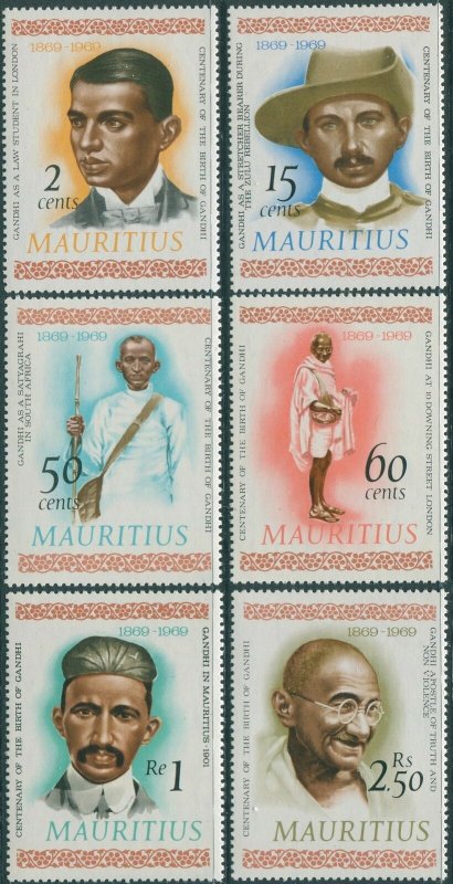 Mauritius 1969 SG400-405 Mahatma Ghandi set MNH