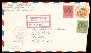 U.S. Scott 815 and 813 on UC6 Registered and Censored APO Cover