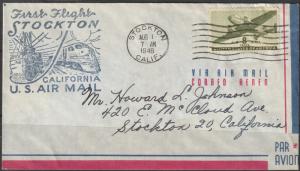 USA Stamp on cover, Scott# C-26, airmail, planes, trains and ships, cool cover