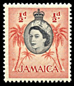 Jamaica 159, MNH, Queen Elizabeth and Palm Trees