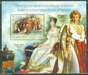 TOGO  2014 200th MEMORIAL  ANN OF JOSEPH BEAUHAMAIS  NAPOLEON'S WIFE S/S MINT NH