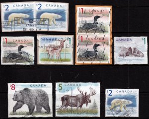 CANADA 1998- 2003  - Definitives Wildlife Used  - Bear Loon Deer Walrus Moose