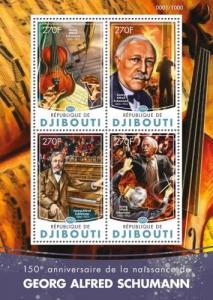 Djibouti Georg Schumann Composers Music Personalities MNH stamp set