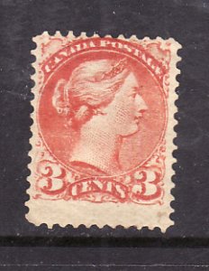 Canada-Sc#37- Unused heavy hinge 3c orange red Small Queen QV-og-1873-cdn1117a-