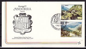 Andorra, Sp. Scott cat. 98-99. Europa Issue. Mountains. First day cover. ^