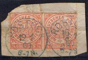 North German Confederation 1868,Sc.#3 used pair