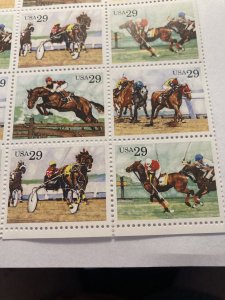 Scott 2756-2759 Horses block of 4 stamps attached M NH OG ach