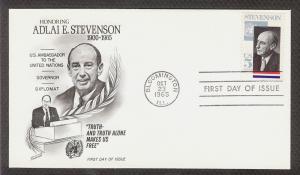 FIRST DAY COVER #1275 Adlai Stevenson 5c FLEETWOOD U/A FDC 1965