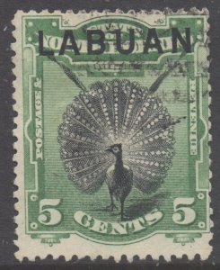 Labuan North Borneo Scott 52 - SG65, 1894 Argus Pheasant 5c used cto