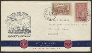 1939 Trans-Atlantic Imperial Air Flight Cover AUG 10 Montreal to England