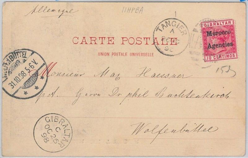 51900 - GIBRALTAR / MOROCCO AGENCIES - POSTAL HISTORY - POSTCARD to GERMANY 1898