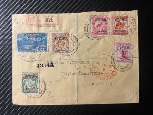 1906 Registered New Zealand Cook Islands Cover Aitutaki to Paris France