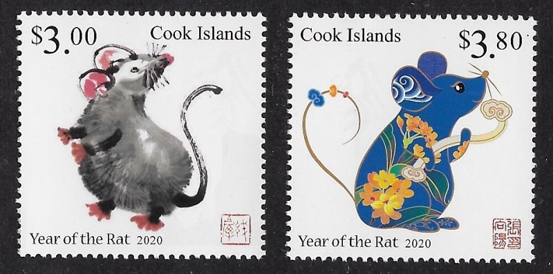 Cook Islands - 2019 - Year of the Rat - Set of 2