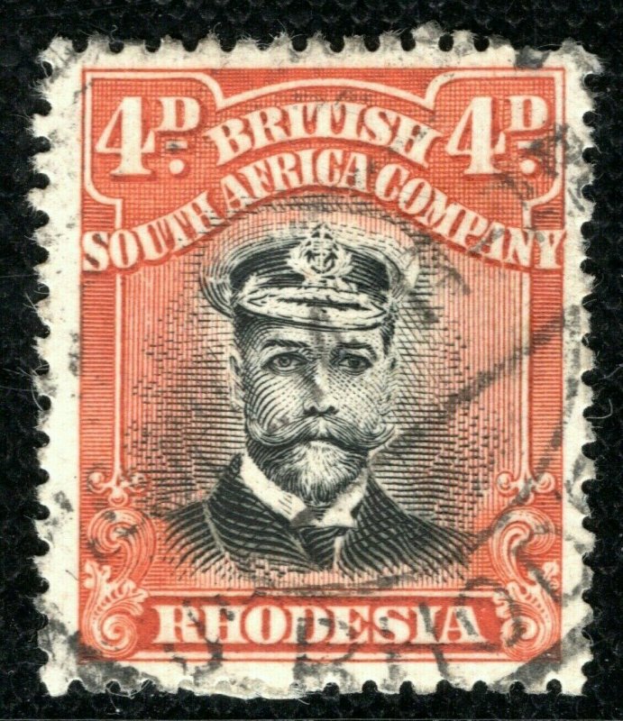 RHODESIA BSACo KGV Admiral SG.245 4d Perf 15 (Die II) Used Cat £275- BLACK125