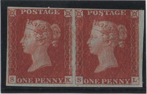 GB 1841 1d red plate 53 SK-SL vf mint 4 close-good margins, v fresh