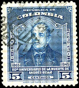 COLOMBIA Sc C145 VF/USED - 1946 5c Andres Bello - Well Centered & Sound