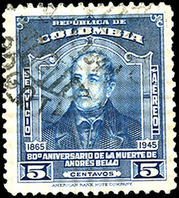 COLOMBIA Sc C145 VF/USED - 1946 5c Andres Bello - Well Centered & Sound