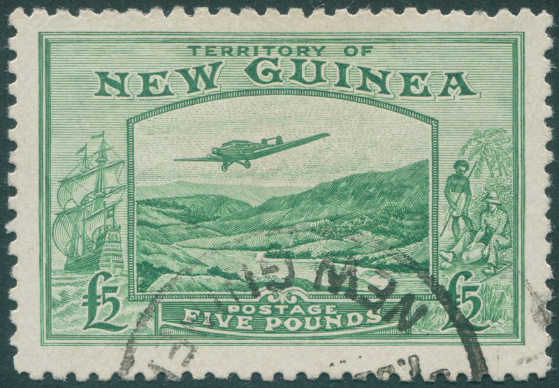 New Guinea 1935 £5 emerald-green SG205 fine used with certificate