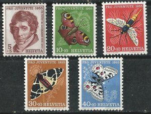 Switzerland # B247-251  Butterflies  - NO GUM  (5)   Unused