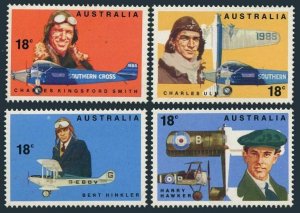 Australia 672-675,675a,MNH.Michel 644-647,Bl.3. H.Hawker,B.Hinkler,C.Ulm aviator