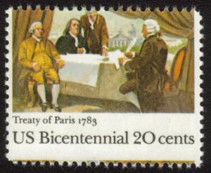 2052  20c Treaty of Paris, Misperfed OG NH n8580