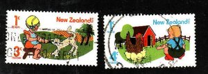 New Zealand-Sc#B92-3-used semi-postal -Farm animals-Lamb-Chickens-1975-