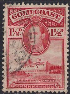 Gold Coast 1938 - 44 KGV1 1 1/2d Scarlet used SG 122 ( J1090 )