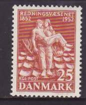 Denmark-Sc#332-unused NH set-Life Saving service-1952-
