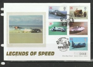 GB Official FDC 1998 Speed, Legends od Speed, Pendine special cancel, Unaddresse