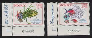 Monaco Corals Starfish Water plant Fish 2v Corners Number 2000 MNH