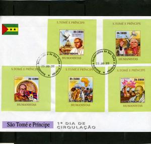 Sao Tome & Principe 2010 Pope John Paul II Deluxe s/s in official FDC