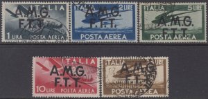 Italy Trieste A (AMG-FTT) - Definitive Air Mail  Sassone n.A1-A5  used