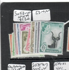 SWAZILAND (P1208B)   QEII SET TO L1  SG 53-64  MNH, 53 IS MOG 