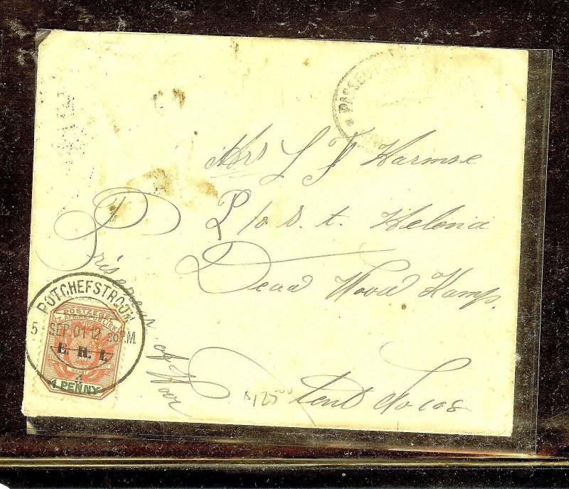 TRANSVAAL (P1110B) 1901 1D COVER TO DEADWOOD CAMP ST  HELENA