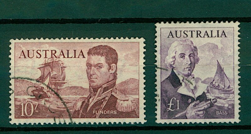 Australia 1963 10/- Flinders sg358 and £1 Bass sg359 (2v) FU Stamps