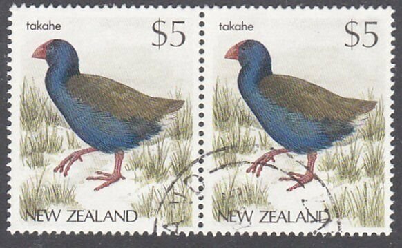 NEW ZEALAND 1985 $5 Bird - Takahe - fine used pair..........................E887