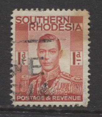 Southern Rhodesia- Scott 43 - KGVI - Definitive -1937 - FU- Single 1d Stamp