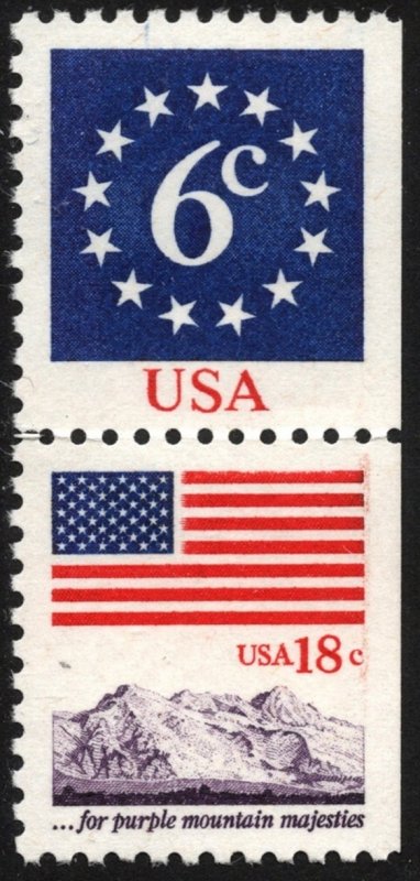 SC#1893c 6¢ + 18¢ Flag & Anthem Booklet Se-Tenant Pair (1981) MNH