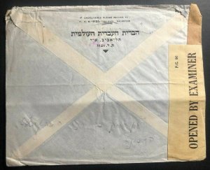 1944 Tel Aviv Palestine Censored Airmail Cover To Zionist Org New York USA