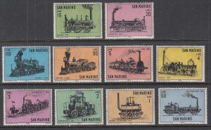 San Marino 594-603 Trains MNH VF