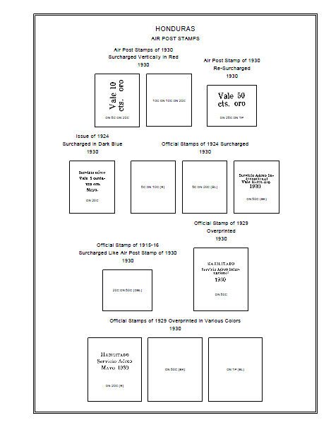 PRINTED HONDURAS [CLASS.] 1865-1940 STAMP ALBUM PAGES (48 pages)