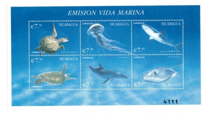 Nicaragua 2000 -  Fish - Sheet of 6 stamps - Scott #2337 - MNH