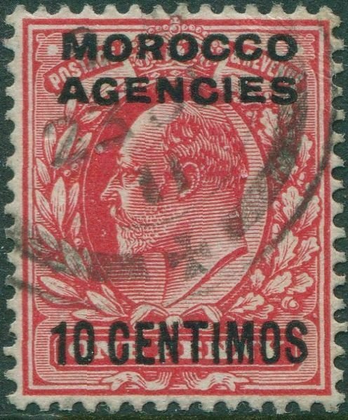 Morocco Agencies 1907 SG113 10c on 1d red KEVII FU