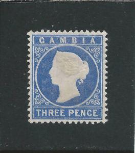 GAMBIA 1880-81 3d PALE DULL ULTRAMARINE WMK INVERTED MM SG 14cBw CAT £85