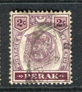 MALAYA; PERAK 1890s early classic Tiger issue used Shade of 2c. value